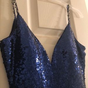 NAVY SEQUIN PROM DRESS (brand new with tags)
